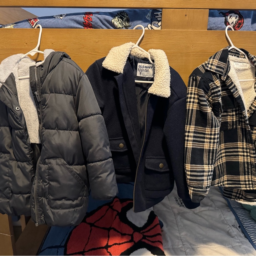 Toddler 4-5t jacket bundle, puffer, plaid, & bomber jackets
